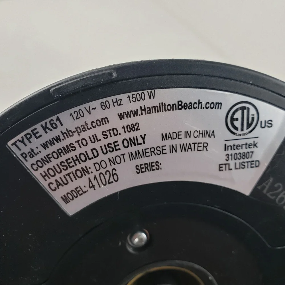 Hamilton Beach Electric Kettle Variable Temp Copper 1.7L Model 41026 1500W